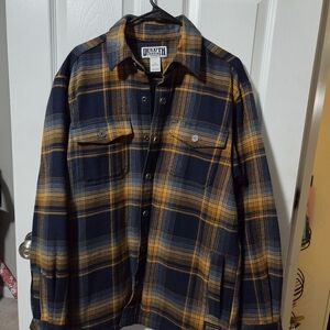 Duluth Trading Co. Blue and Yellow Plaid Shirt Jacket